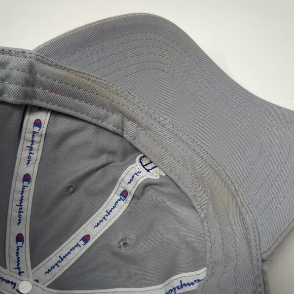 Champion Slideback Baseball Cap Gray One Size Adjustable Embroidered 6 Panel - Picture 8 of 10